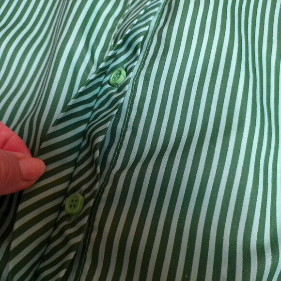 Shirt button-down XXL NEW Green Striped Blouse Long Sleeve Top Blouse - Picture 3 of 8